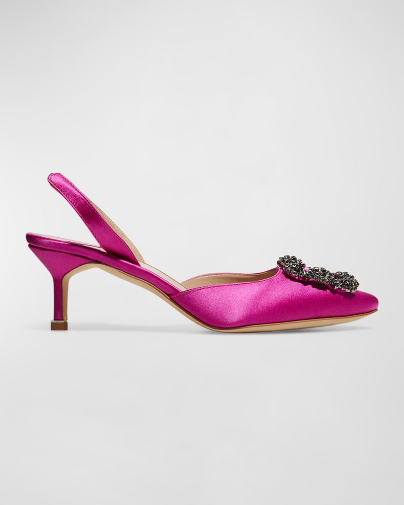 Kittenheel Satin Slingback Pumps