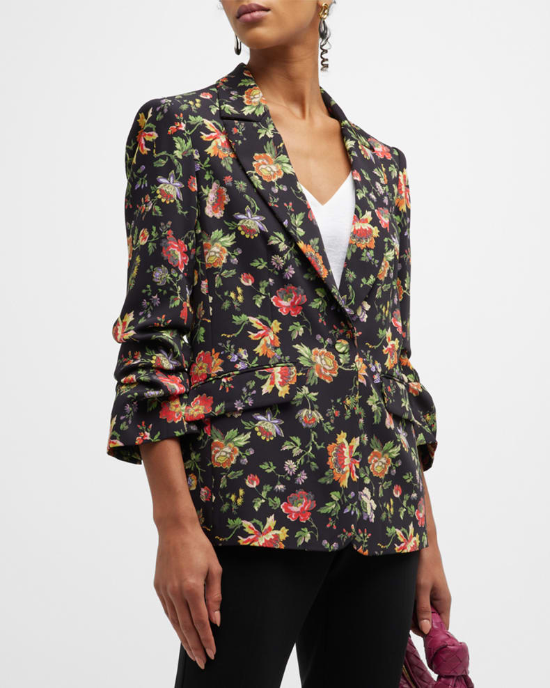 Floral 3/4-Sleeve Blazer